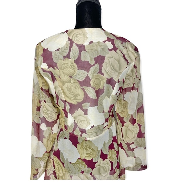 Jaques vintage button down tunic blouse sheer gold long sleeve sweetheart 90’s - Picture 6 of 11